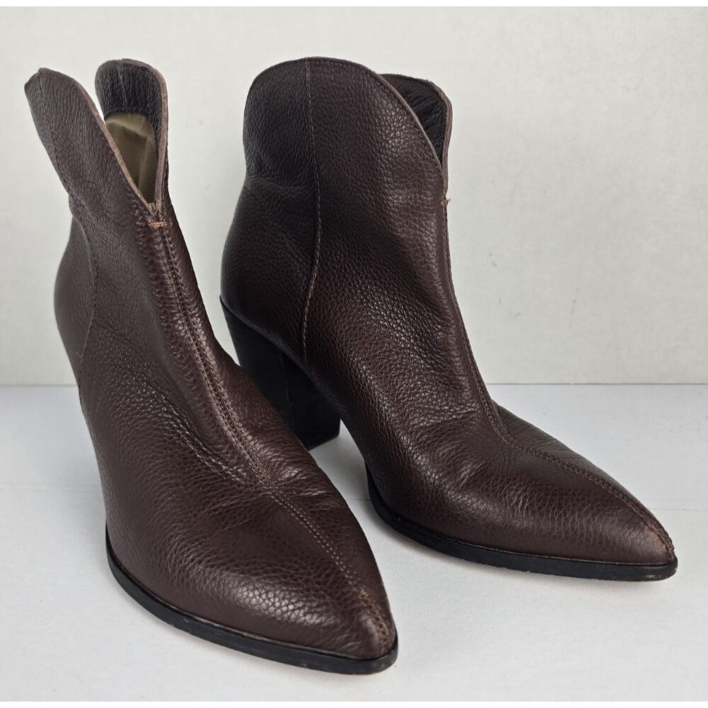 Splendid Paisley Western Ankle Boots Womens Size 7 Mahogany Leather Pointed Toe